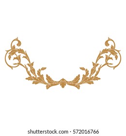 Gold vintage baroque ornament retro pattern antique style acanthus. Decorative design element filigree calligraphy vector. You can use for wedding decoration of greeting card and laser cutting.