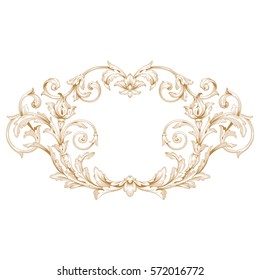 Gold vintage baroque ornament retro pattern antique style acanthus. Decorative design element filigree calligraphy vector. You can use for wedding decoration of greeting card and laser cutting.