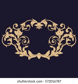 Gold vintage baroque ornament retro pattern antique style acanthus. Decorative design element filigree calligraphy vector. You can use for wedding decoration of greeting card and laser cutting.