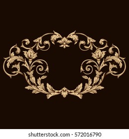 Gold vintage baroque ornament retro pattern antique style acanthus. Decorative design element filigree calligraphy vector. You can use for wedding decoration of greeting card and laser cutting.