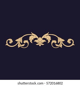 Gold vintage baroque ornament retro pattern antique style acanthus. Decorative design element filigree calligraphy vector. You can use for wedding decoration of greeting card and laser cutting.