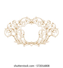 Gold vintage baroque ornament retro pattern antique style acanthus. Decorative design element filigree calligraphy vector. You can use for wedding decoration of greeting card and laser cutting.