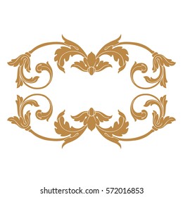 Gold vintage baroque ornament retro pattern antique style acanthus. Decorative design element filigree calligraphy vector. You can use for wedding decoration of greeting card and laser cutting.