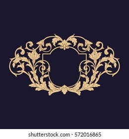 Gold vintage baroque ornament retro pattern antique style acanthus. Decorative design element filigree calligraphy vector. You can use for wedding decoration of greeting card and laser cutting.