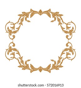 Gold vintage baroque ornament retro pattern antique style acanthus. Decorative design element filigree calligraphy vector. You can use for wedding decoration of greeting card and laser cutting.