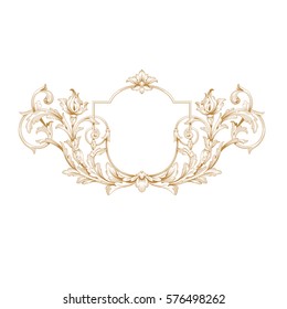 Gold vintage baroque ornament retro pattern antique style acanthus. Decorative design element filigree calligraphy vector. You can use for wedding decoration of greeting card and laser cutting.