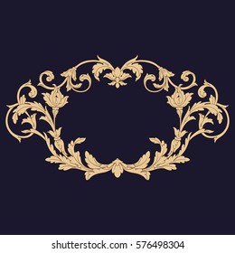 Gold vintage baroque ornament retro pattern antique style acanthus. Decorative design element filigree calligraphy vector. You can use for wedding decoration of greeting card and laser cutting.