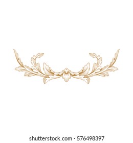 Gold vintage baroque ornament retro pattern antique style acanthus. Decorative design element filigree calligraphy vector. You can use for wedding decoration of greeting card and laser cutting.
