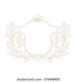 Gold vintage baroque ornament retro pattern antique style acanthus. Decorative design element filigree calligraphy vector. You can use for wedding decoration of greeting card and laser cutting.