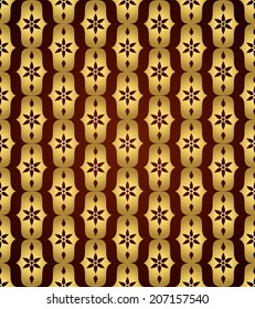 Gold vintage blossom and lobe pattern on pastel background. Retro bloom seamless pattern for ancient or old design