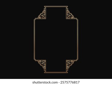 Gold vintage border frame background. Vector illustration