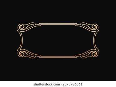 Gold vintage border frame background. Vector illustration