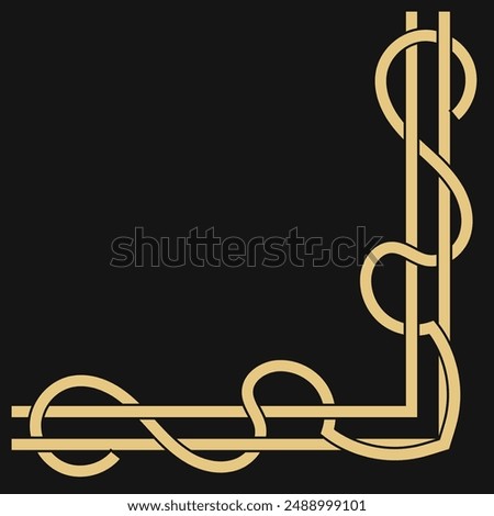 gold vintage chain Corner for decorating cards, abstract elements