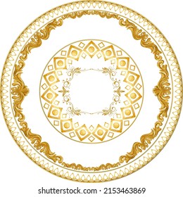 Gold vintage circle ornament  on white