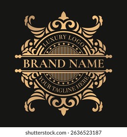 Gold vintage circle unique logo and label template
