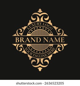 Gold vintage circle unique logo and label template