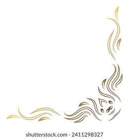 Gold vintage corner and frame vector element. Antique swirl divider pattern luxury ornament. Filigree design calligraphic decoration for frame, greeting card, invitation, menu, certificate.