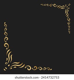Gold vintage corner and frame vector element. Antique swirl divider pattern luxury ornament. Filigree design calligraphic decoration for frame, greeting card, invitation, menu, certificate.