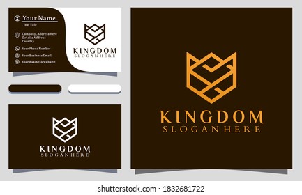 Gold vintage crown logo design vector illustration, business card template