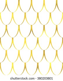 Gold vintage foil japanese waves seamless pattern background