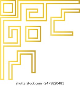 Goldene Klassische Rahmenecke auf weißem Hintergrund. Vektorillustration.