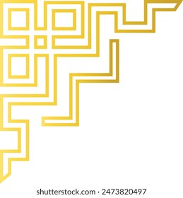 Gold Vintage Frame Corner Isolated on White Background. Vector Illustration.
