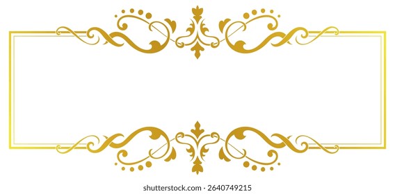 Gold vintage frame decorated with scroll lines and corner decorations