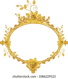 Gold vintage frame isolated on white background.illustration