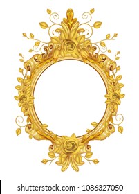 Gold vintage frame isolated on white background.illustration