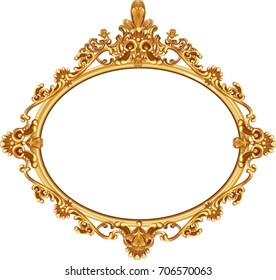 Gold vintage frame isolated on white background.illustration