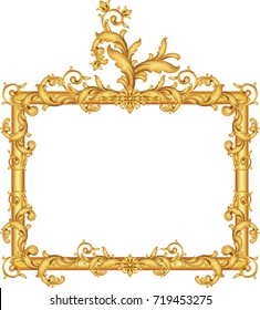 Gold vintage frame isolated on white background.illustration