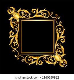 gold vintage frame on black