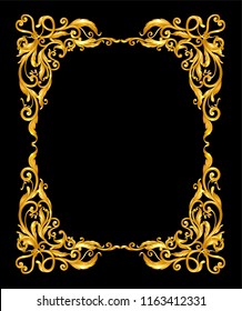 gold vintage frame on black
