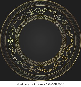 Gold vintage frame with a pattern on a dark background.