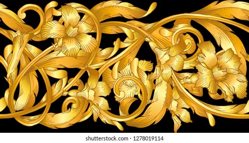 gold vintage frame scroll on black