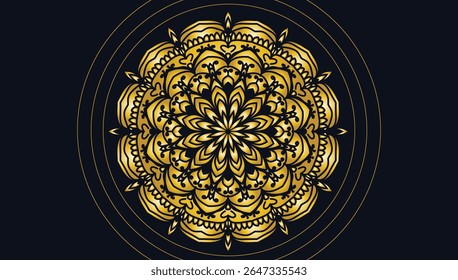Quadro vintage ouro para o título com mandala convite islâmico cartão de casamento	