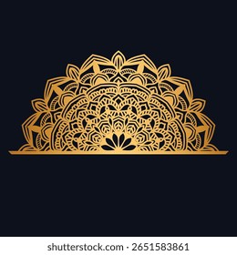 Gold vintage frame for title with mandala islamic invitation wedding card or ramadan kareem festival	
