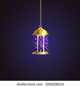 Gold vintage luminous lantern