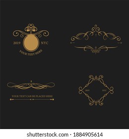 Gold vintage luxury royal vintage monogram floral decorative logo 