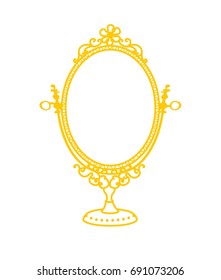 Gold vintage mirror frame. Vector illustration.