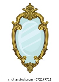 Gold Vintage Mirror Isolated On White Stock Vector (Royalty Free ...