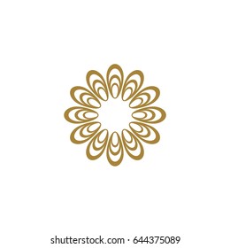 Gold vintage ornamental flower logo template Illustration Design. Vector EPS 10.