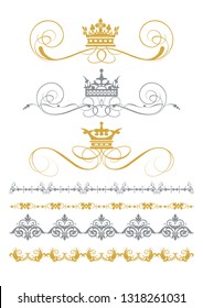 Gold vintage ornaments, vector