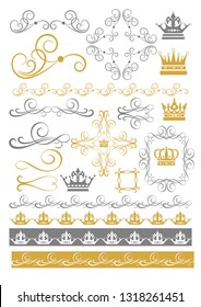 Gold vintage ornaments, vector set