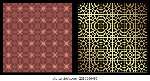 Gold vintage pattern on black background. Vector illustration for retro design. Gold abstract frame. Collection of labels. Elegant luxury foil and laser cutting template part 3