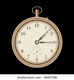 Reloj de bolsillo vintage dorado - vector