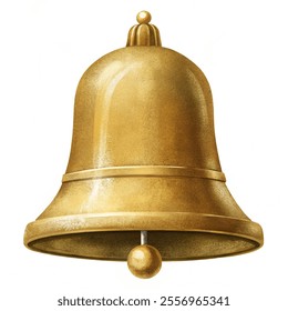 Gold vintage retro school bell. Illustration vector on white background.