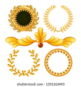 Gold Vintage Royal Elements Vector. Antique Frame, Royal Baroque. Isolated Realistic Illustration