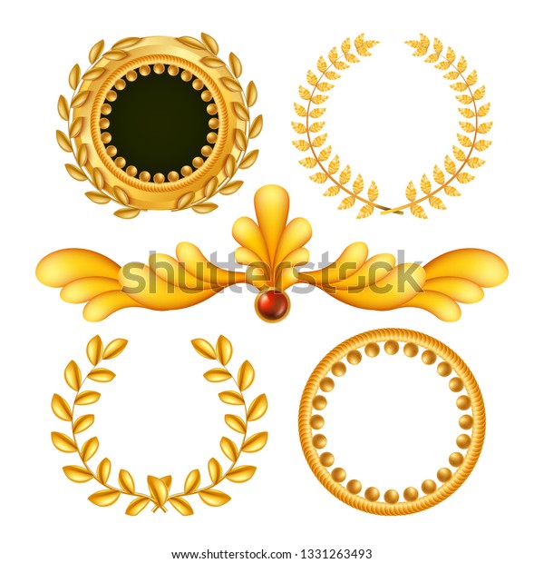Gold Vintage Royal\
Elements Vector. Antique Frame, Royal Baroque. Isolated Realistic\
Illustration