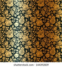 Gold vintage seamless pattern with garden roses svg